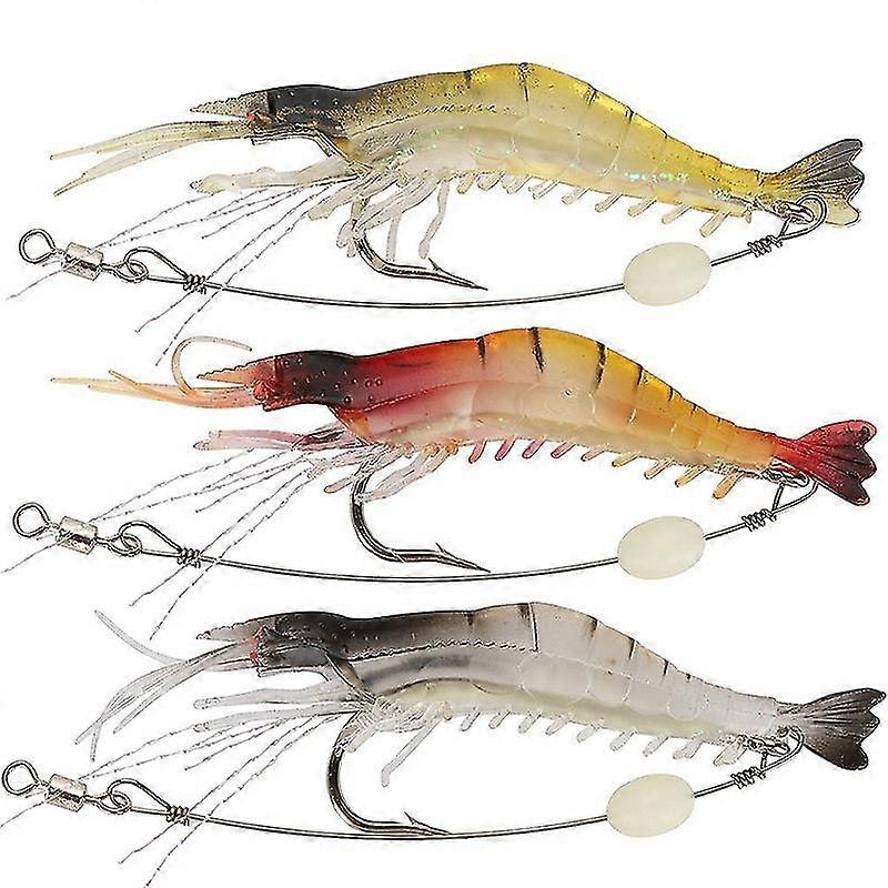 Soft Plastic Lures Artificial Bait Luminous Shrimp Fishing Lure Mixed Color Spinner Crank-bait Fish