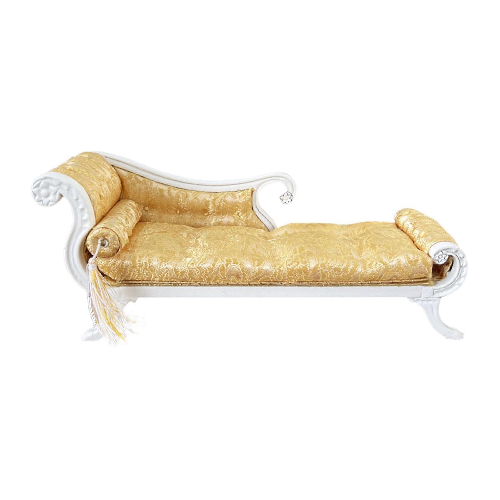 1:12ミニチュアドールハウスギフト風景装飾ホワイトのためのミニチュアウッドソファ