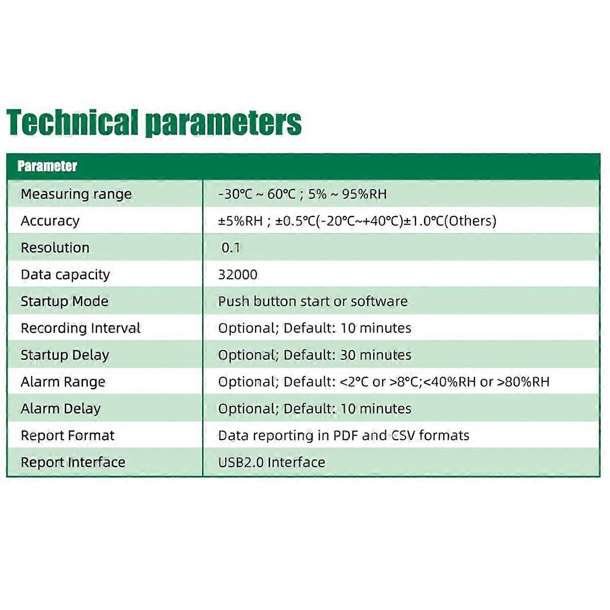TempG03 Enregistreur de données USB Temp & Humidity Enregistreur de données TEMP réutilisable Enregistreur d’humidité Compteur d’enregistrement d’une capacité de 32 000