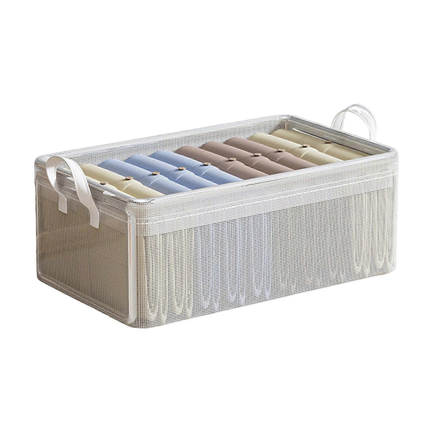 Foldable Storage Basket with Handle Large Capacity Transparent Visible Anti-Wrinkle Foldable Design