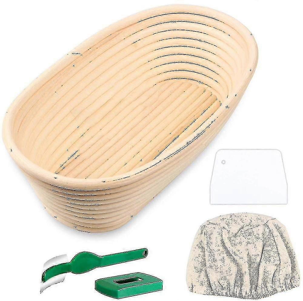 Oval Bread Proofing Basket, Handmade Banneton Bread Proofing Basket Brotform With Bread Lame, Dough