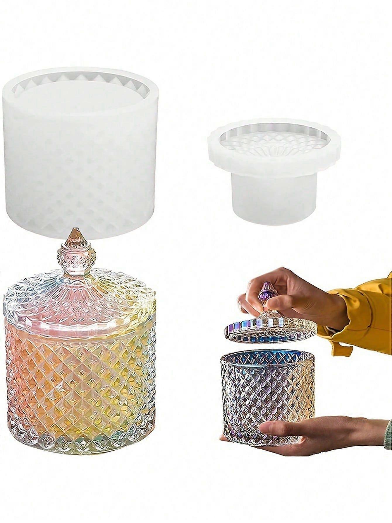 1 مجموعة قوالب صندوق راتنج كبيرة مع أغطية DIY مجوهرات القلم حامل زجاجة جرة الايبوكسي سيليكون صب قوالب للزينة المجوهرات تخزين حلية حاوية النحاس