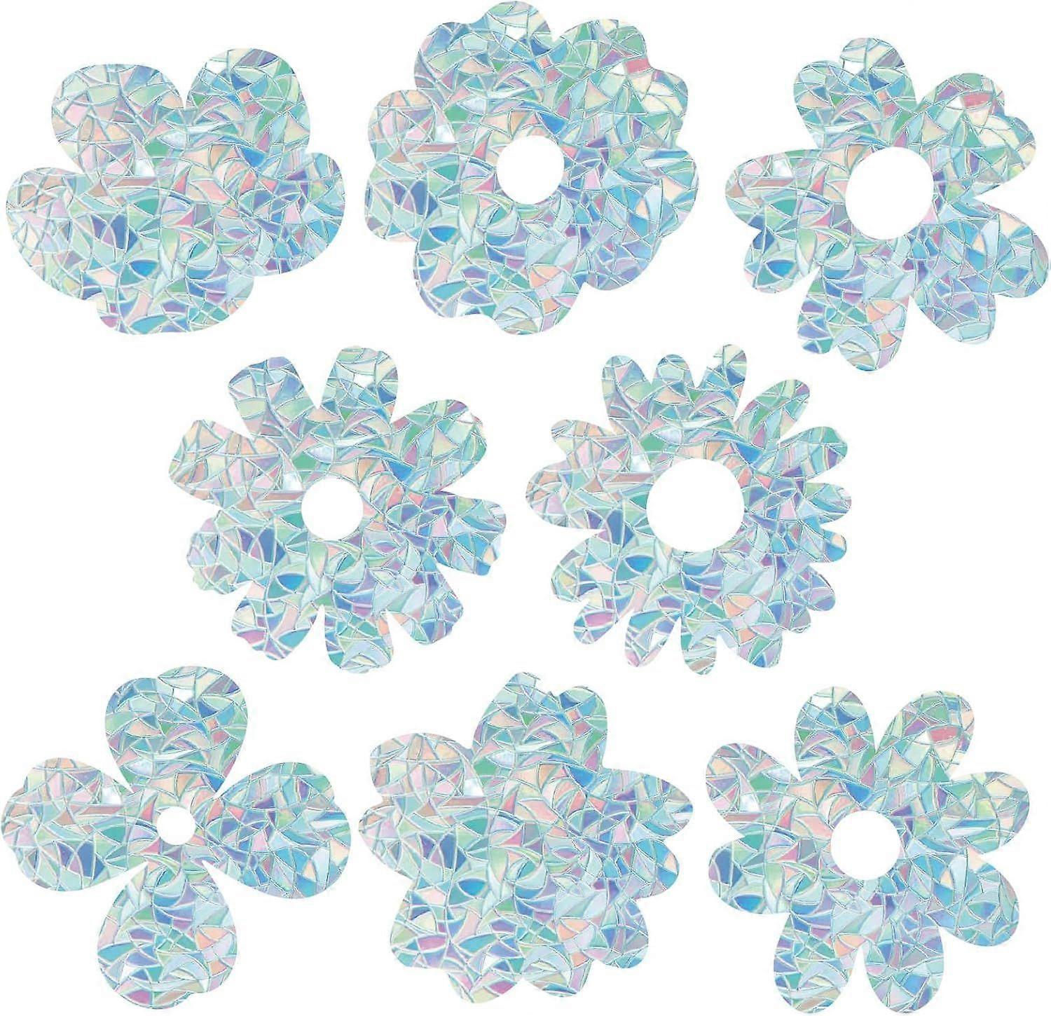 16Pcs 8 Styles Flower Rainbow Window Clings Static Window Stickers Non Adhesive Collision Glass Stickers Waterproof Floral Laser Stained Decals for Sl