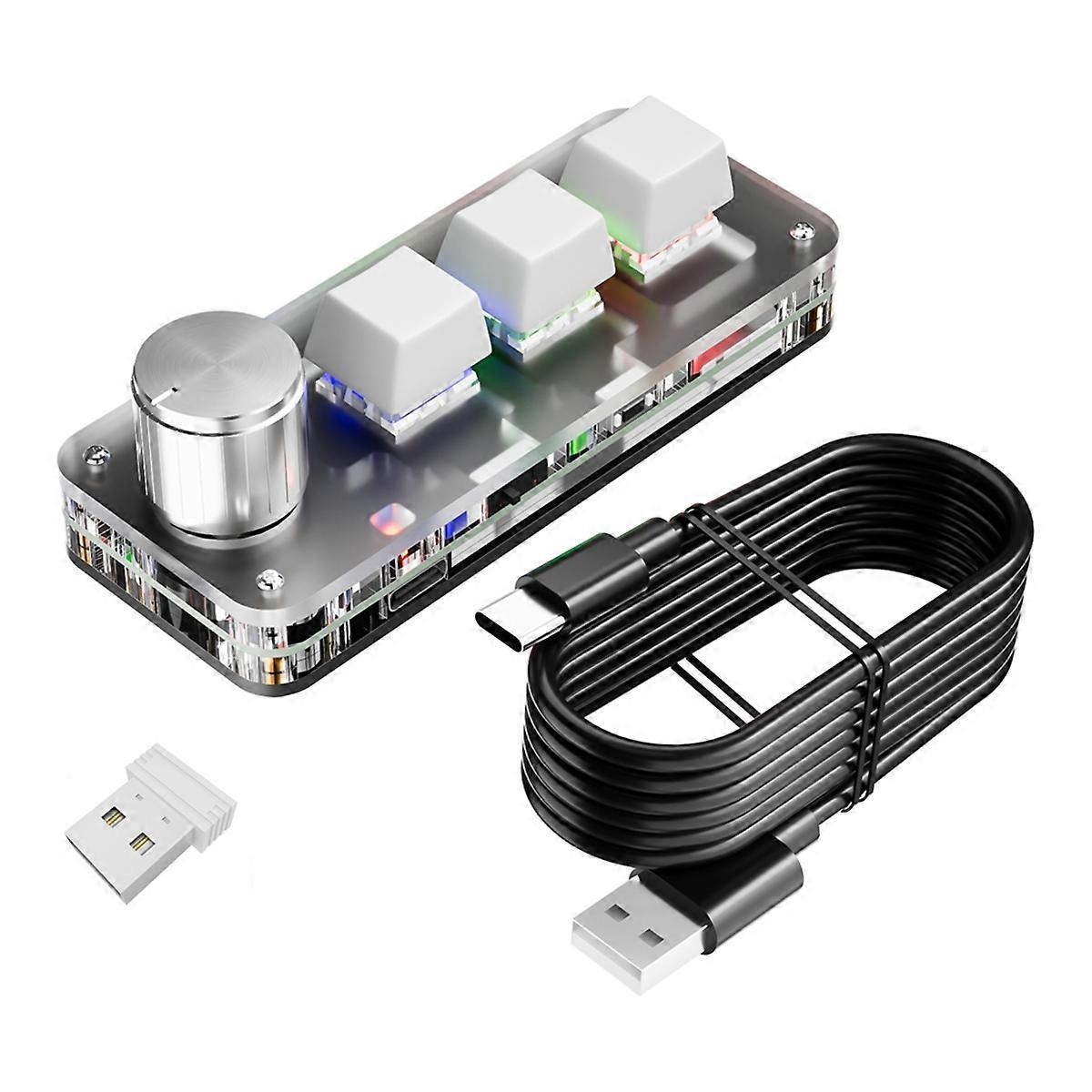 3 Keys 1 Knob 2.4G Macro Keyboard Mini Gaming Custom Programming Wireless Bluetooth Wired Mechanical Keypads