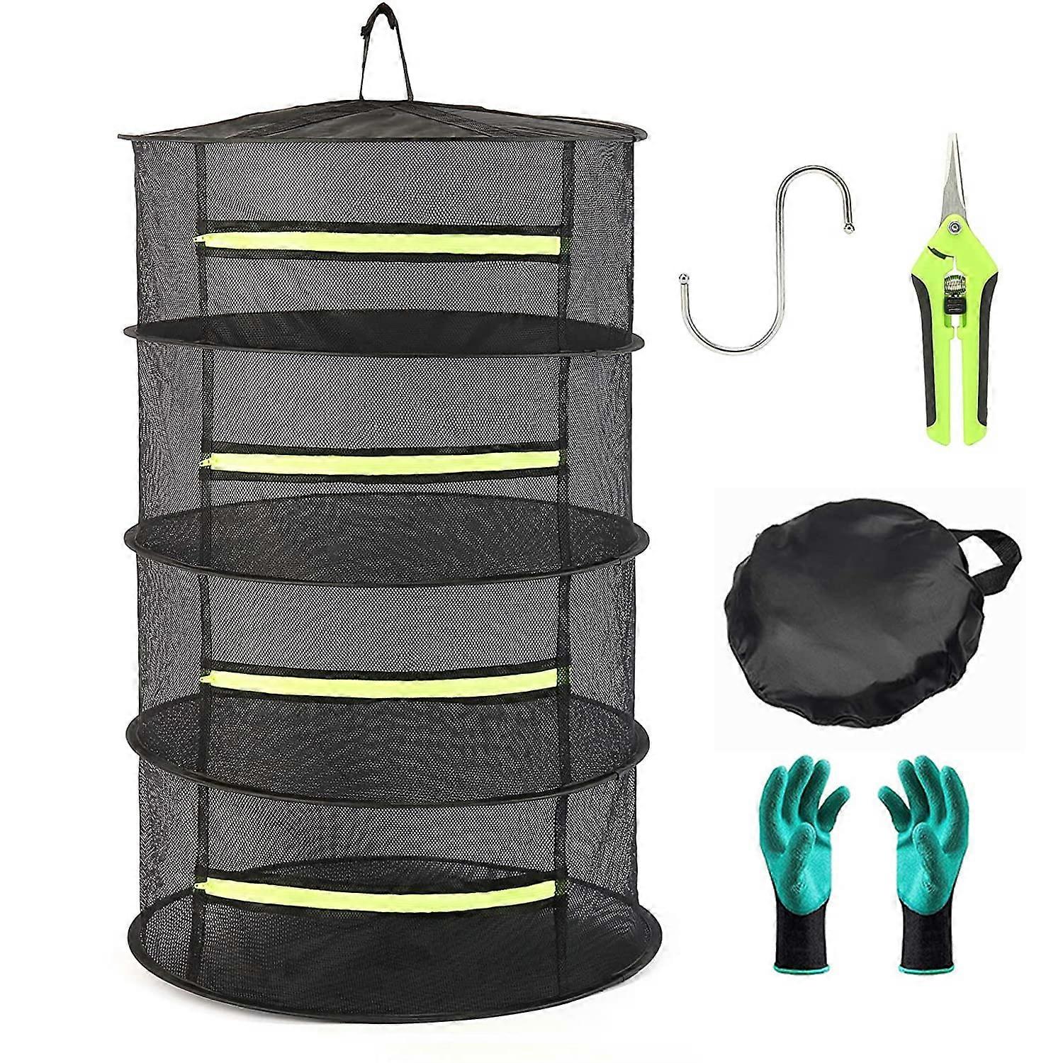 4-Layer Herb Drying Rack, Collapsible Mesh Design, 24 Inch Diameter, Ideal for Drying Herbs and Plants