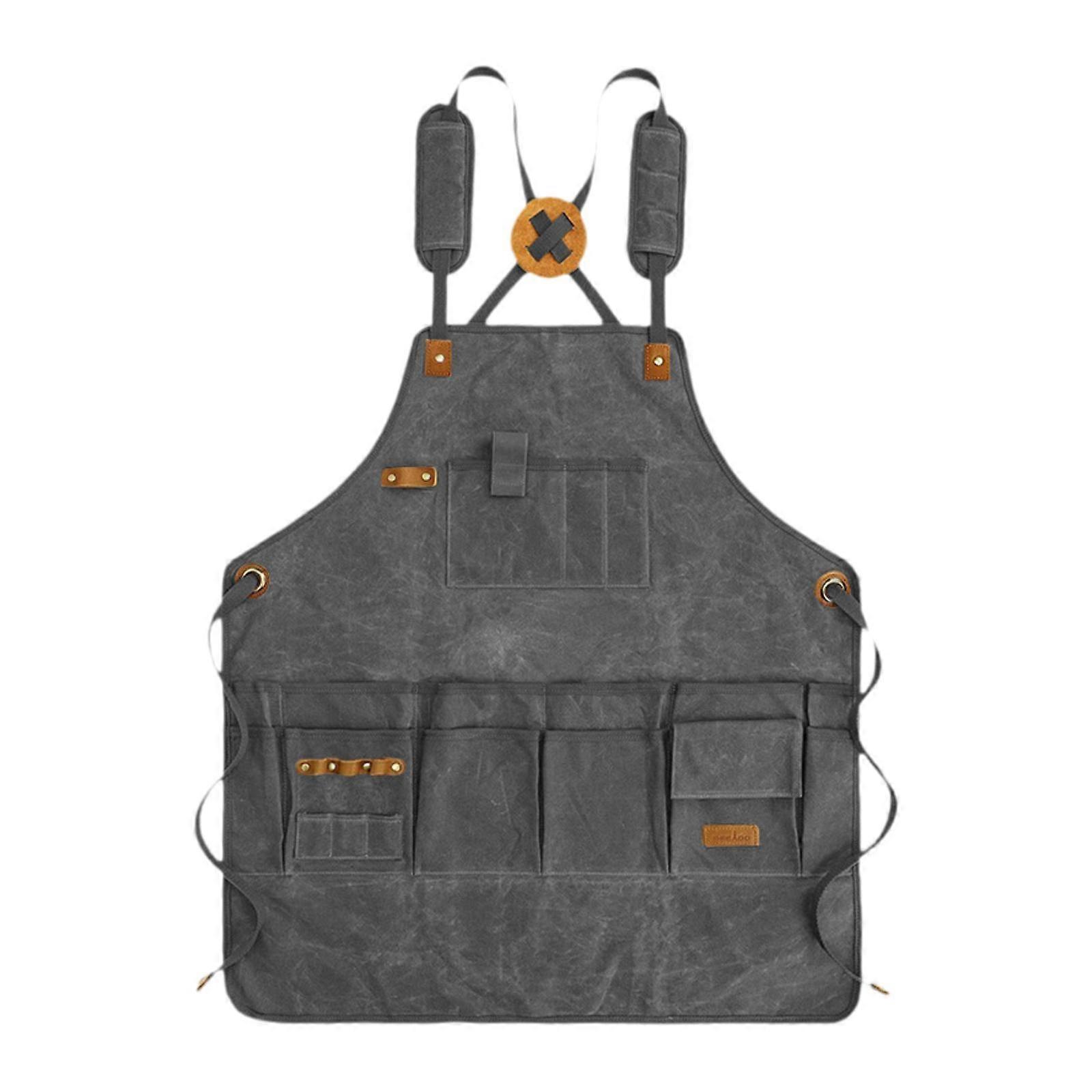 Work Apron Tool Apron Multifunctional Waterproof Cross Back Adjustable Shoulder