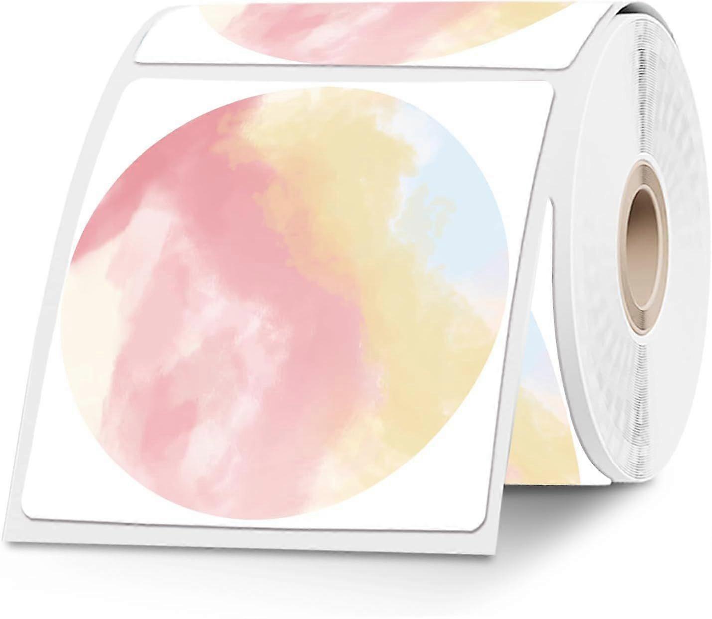 500 Pink Cloud Thermal Labels, Round Self-Adhesive Label. Personalized Labels for Packaging and Thank You Cards, 1 Roll
