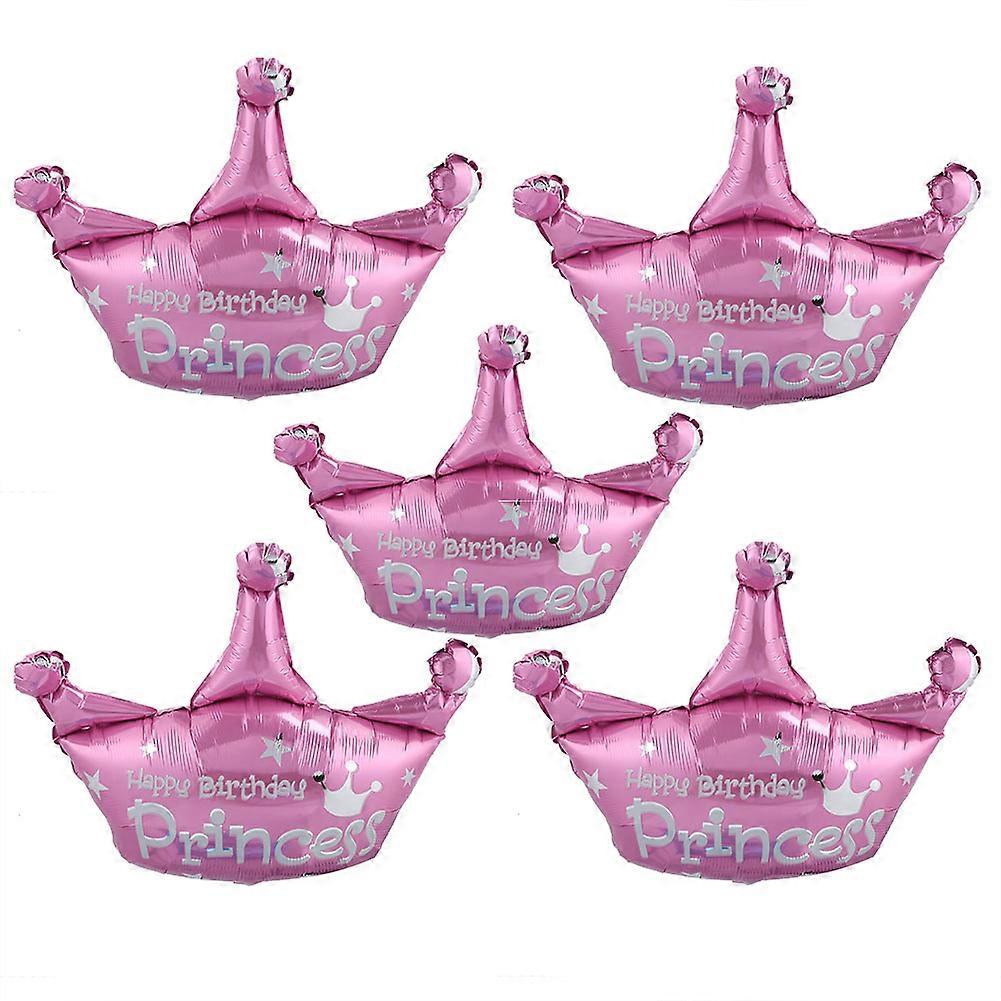 5Pcs Παιδικά Γενέθλια Crown Balloon Decor Party Διακόσμηση Γάμου (Ροζ)