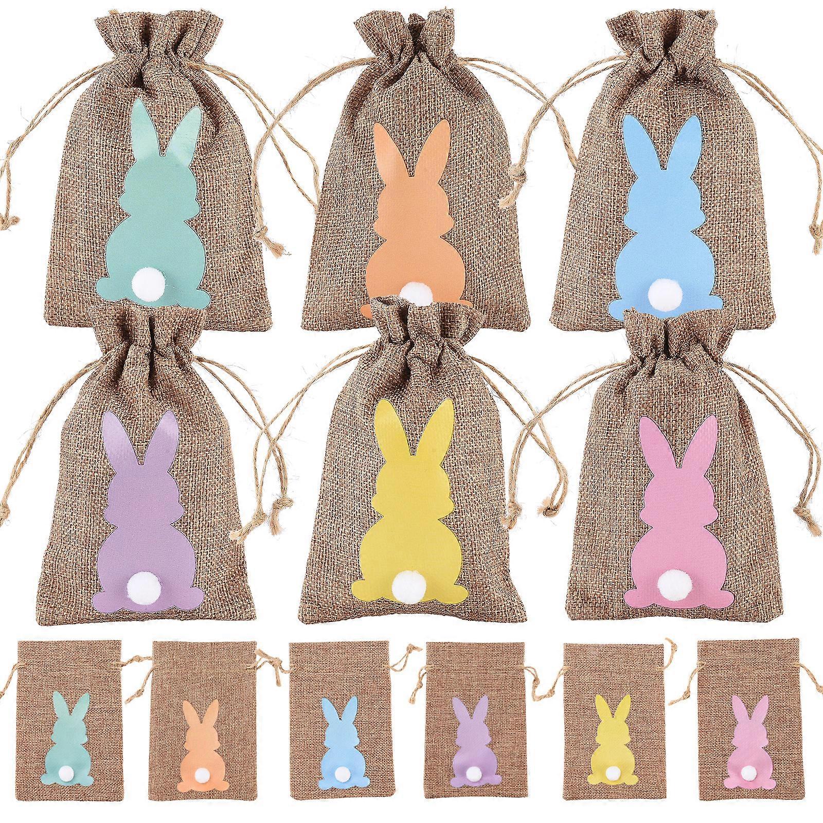 Easter Cute Rabbit Plush Candy Egg Storage and Storage Packaging Linen Drawstring Bundle Gift Bag Set