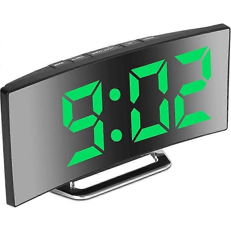 Digital Alarm Clock for Bedrooms, 7'' LED Mirror Screen, 2 Brightness, Temperature, Date, USB Powered, Memory Function