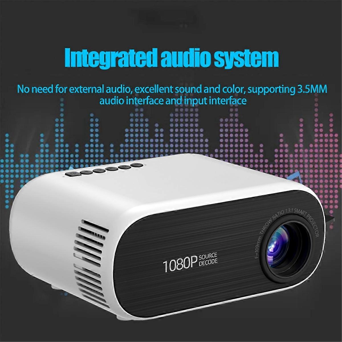 WiFi Mini Projector Projector Portable Home Theater Sync Screen Supported 1080P White US Plug