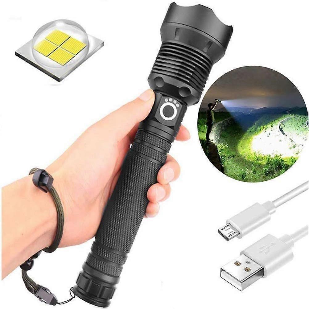 Powerful LED Flashlight USB Zoomable Flashlight 18650 Or 26650 Battery Hand Light