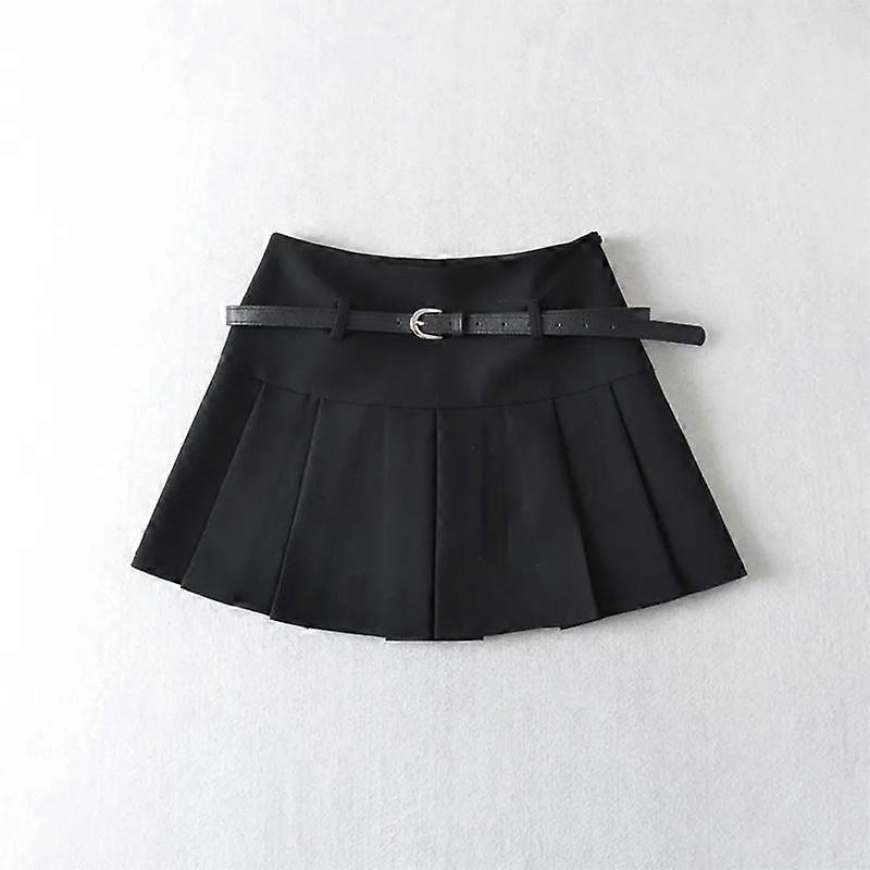 Harmaa laskostettu hame naisten kesäinen korkeavyötäröinen A-linjainen hame