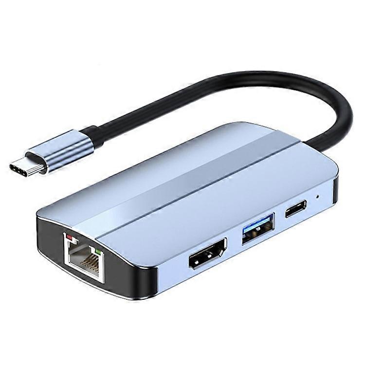 JUNSUNMAY JSM-HUB003 Type-C Hub Adapter 6-in-1 USB-C Docking Station Splitter Support 4K HD Video, 100Mbps, 87W PD Charging Conver