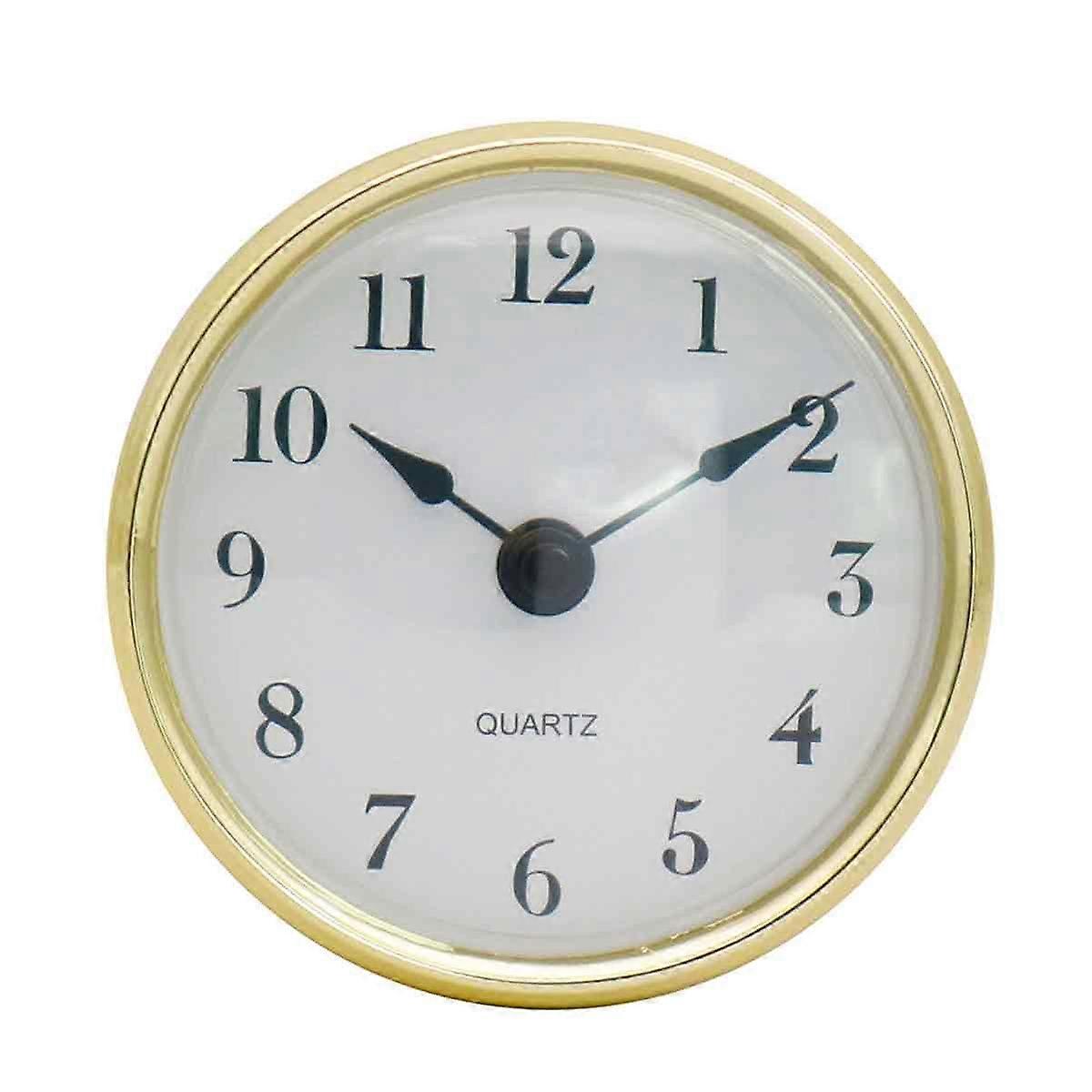 3-1/8 Inch (80 Mm) Quartz Clock Fit-Up/Insert With Arabic Numeral, Quartz Movement (Gold Trim)