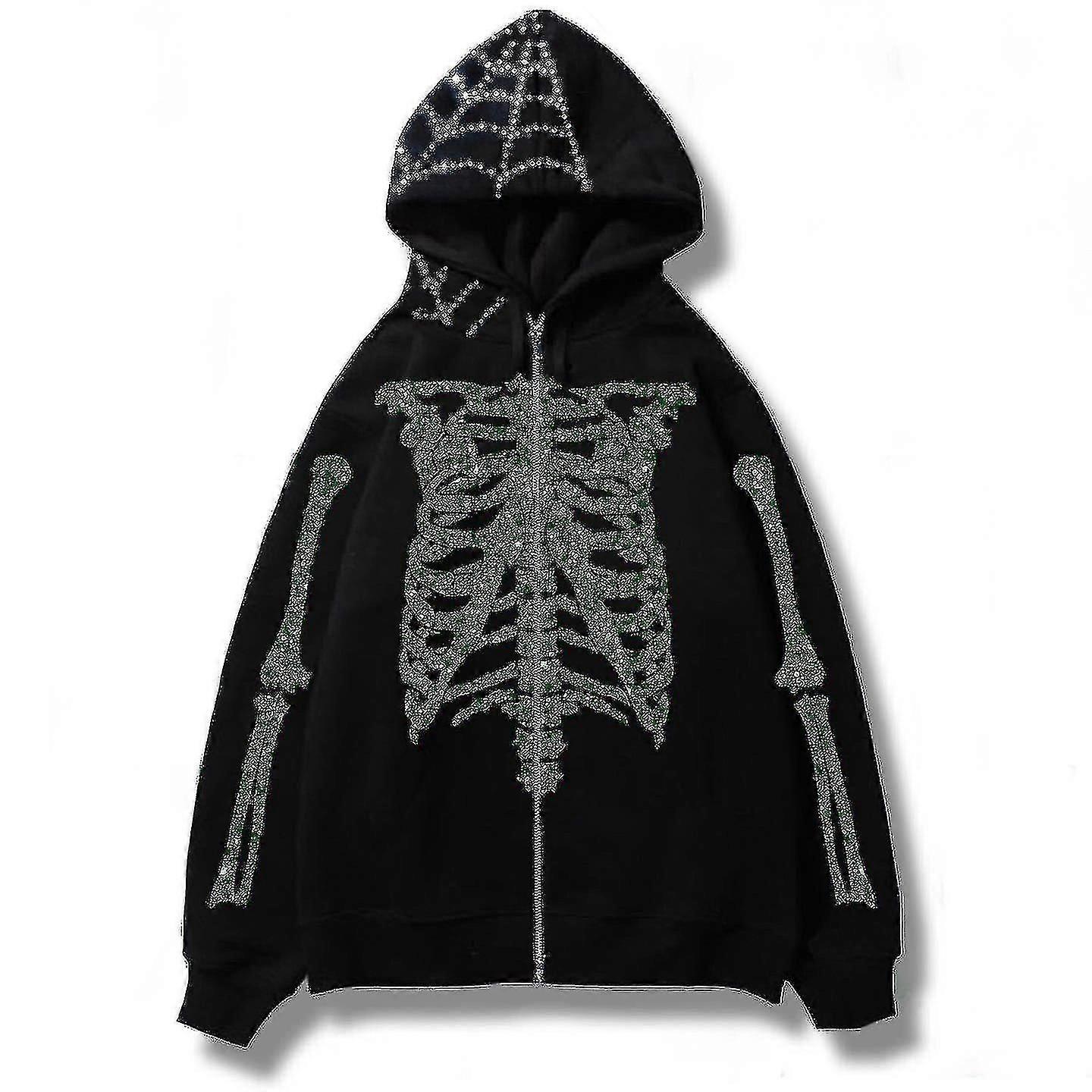 Y2k الرجال ستريت وير خمر الجمجمة هوديي الرمز البريدي حتى هوديز القوطية قمم سويت شيرت هاراجوكو الرجعية سستة معاطف سترات للجنسين الملابس الشتوية