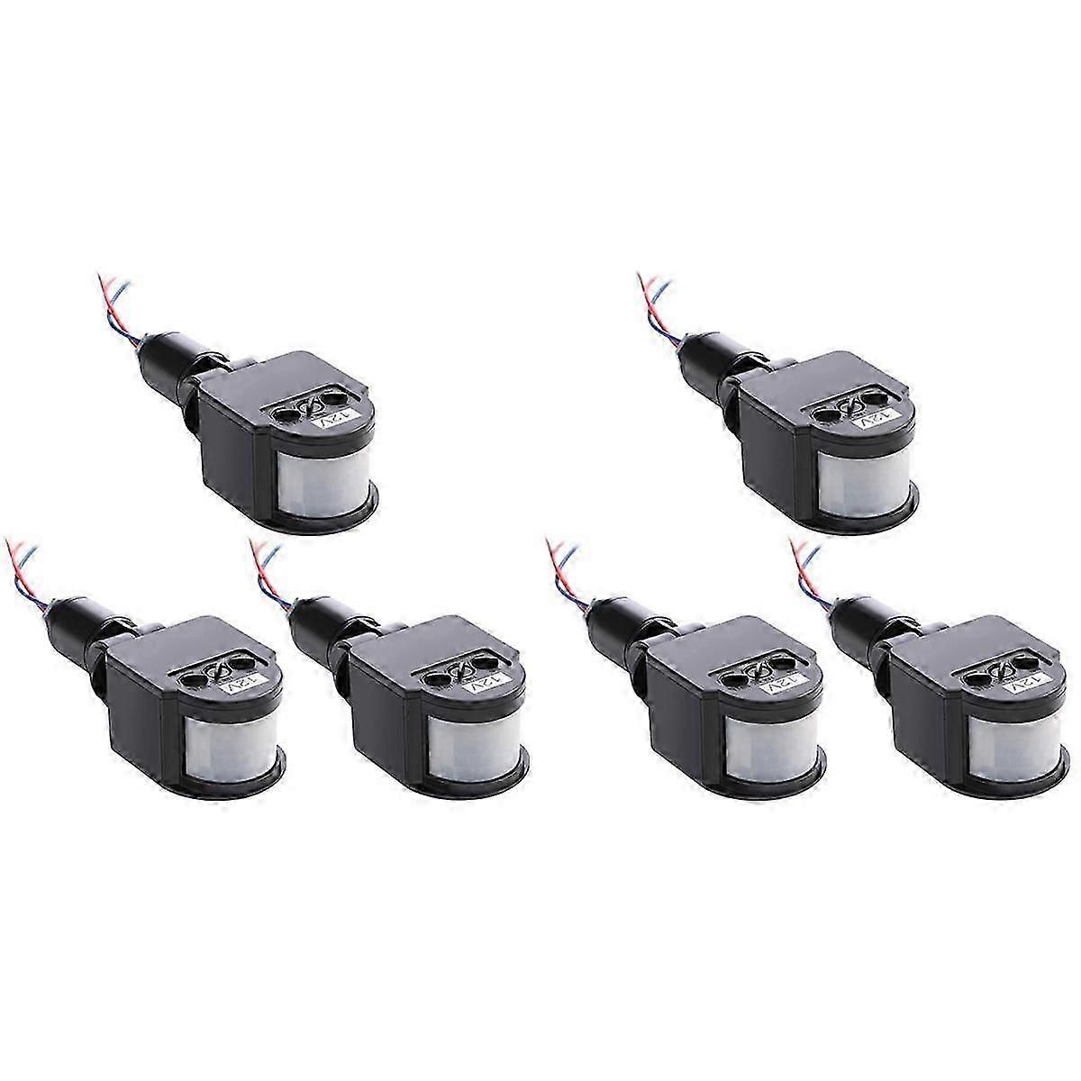 6 Pcs Black Motion Detectors Motion Sensor Light Switch Outdoor Pir Direct Current 12V Motion Senso