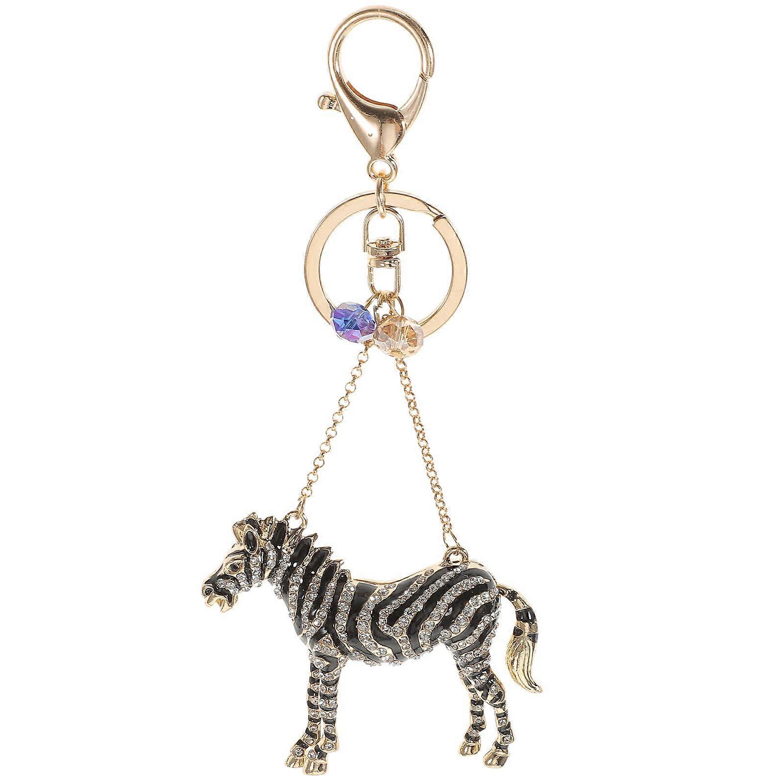 1pc Stylish Diamond Keychain Craft Zebra Ornament Keyring Bag Ornament
