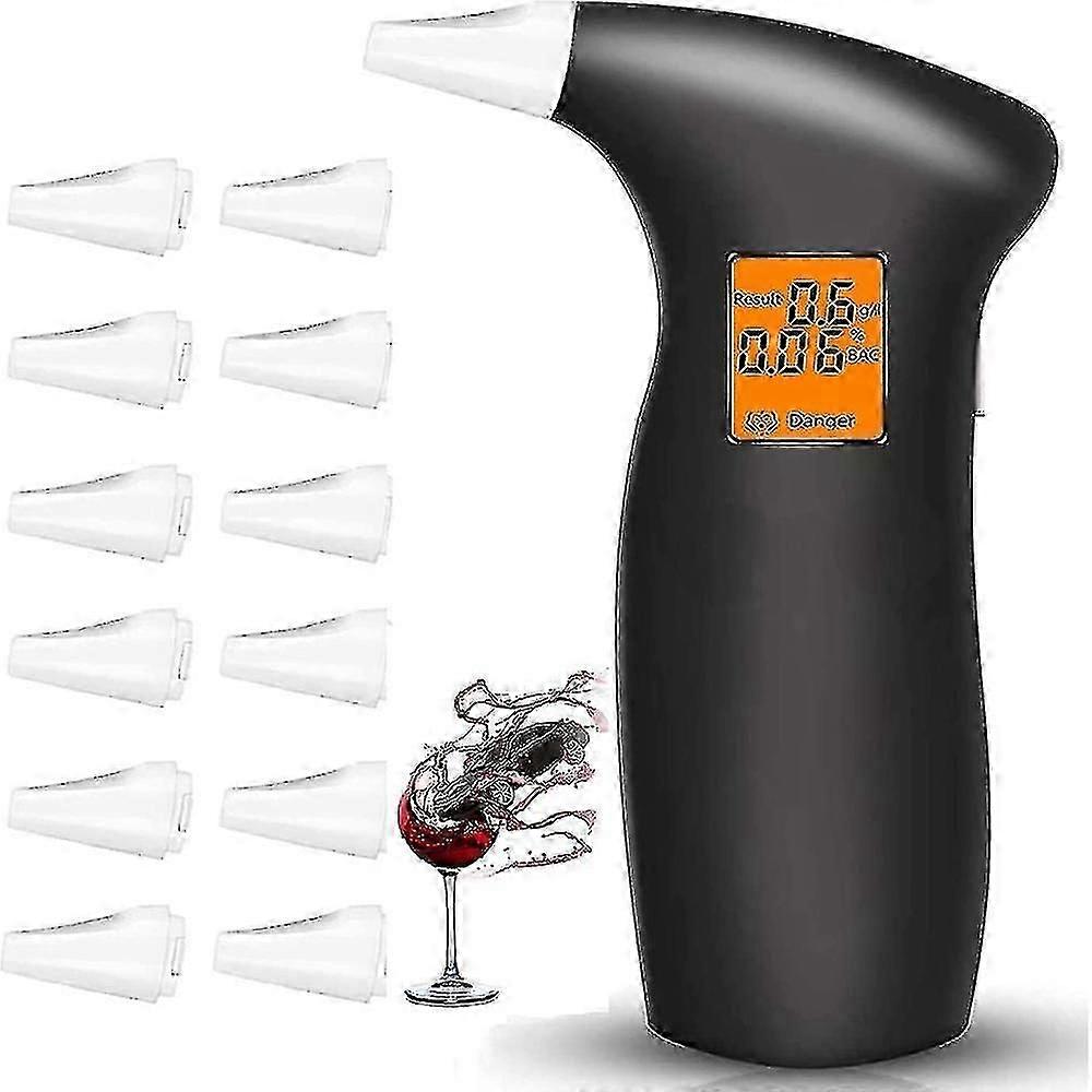 Professional Alcohol Tester with 12 Mouthpieces, Police-Grade Accuracy, Semiconductor Sensor for BAC Measurement