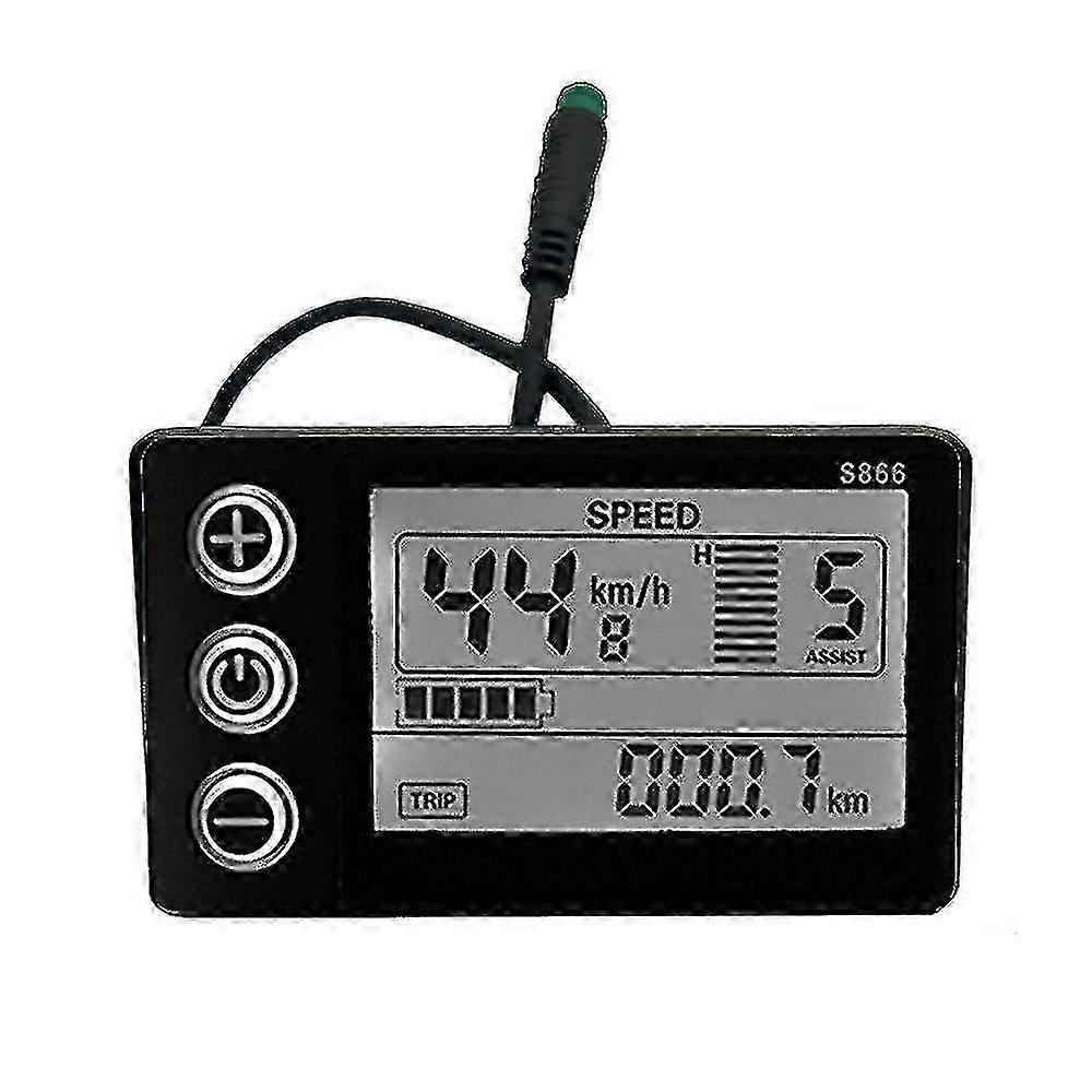 S866 LCD Display 24V 36V 48V E-Bike/Scooter Waterproof Plug Meter Control Panel