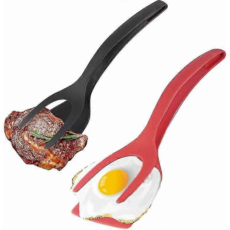 2 Pieces Non-Stick Spatula, 2-in-1 Kitchen Tongs And Spatula With Non-Stick Coating, 2-in-1 Non-Stick Rotating Fried Egg Steak Spatula Grilled Sandwi