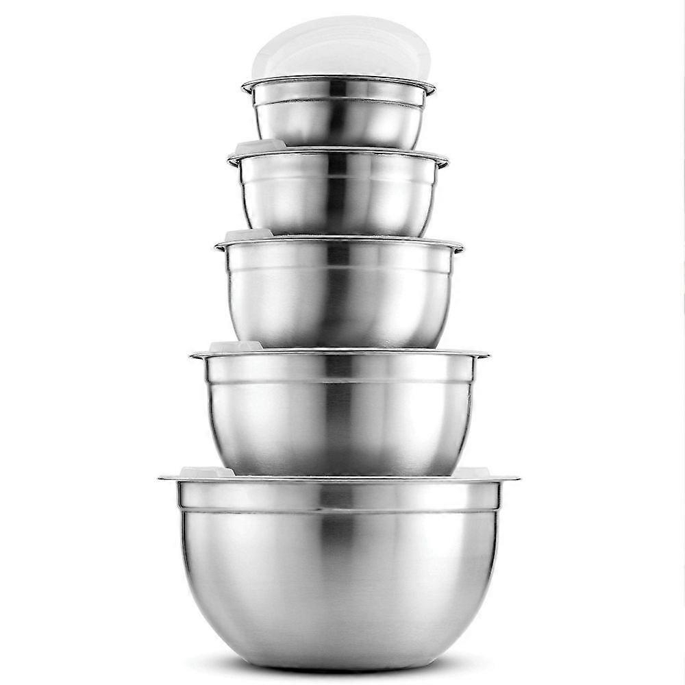 Mixing Bowl Stainless Steel, Nesting Bowls For Space Saving Storage, Easy to Clean, Flat Bases, 5PCS, A Versatile Set For Mixing Large Meals And