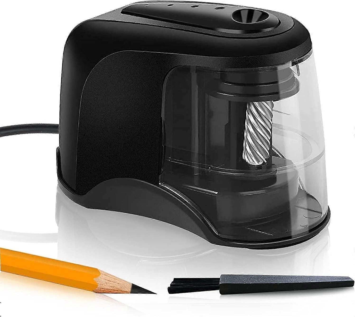 Electric Pencil Sharpener, Heavy Duty Steel Blade With Multiple Power Sources, Quick Sharpening, Non-Slip Design, Large Shavings Box, Automatic