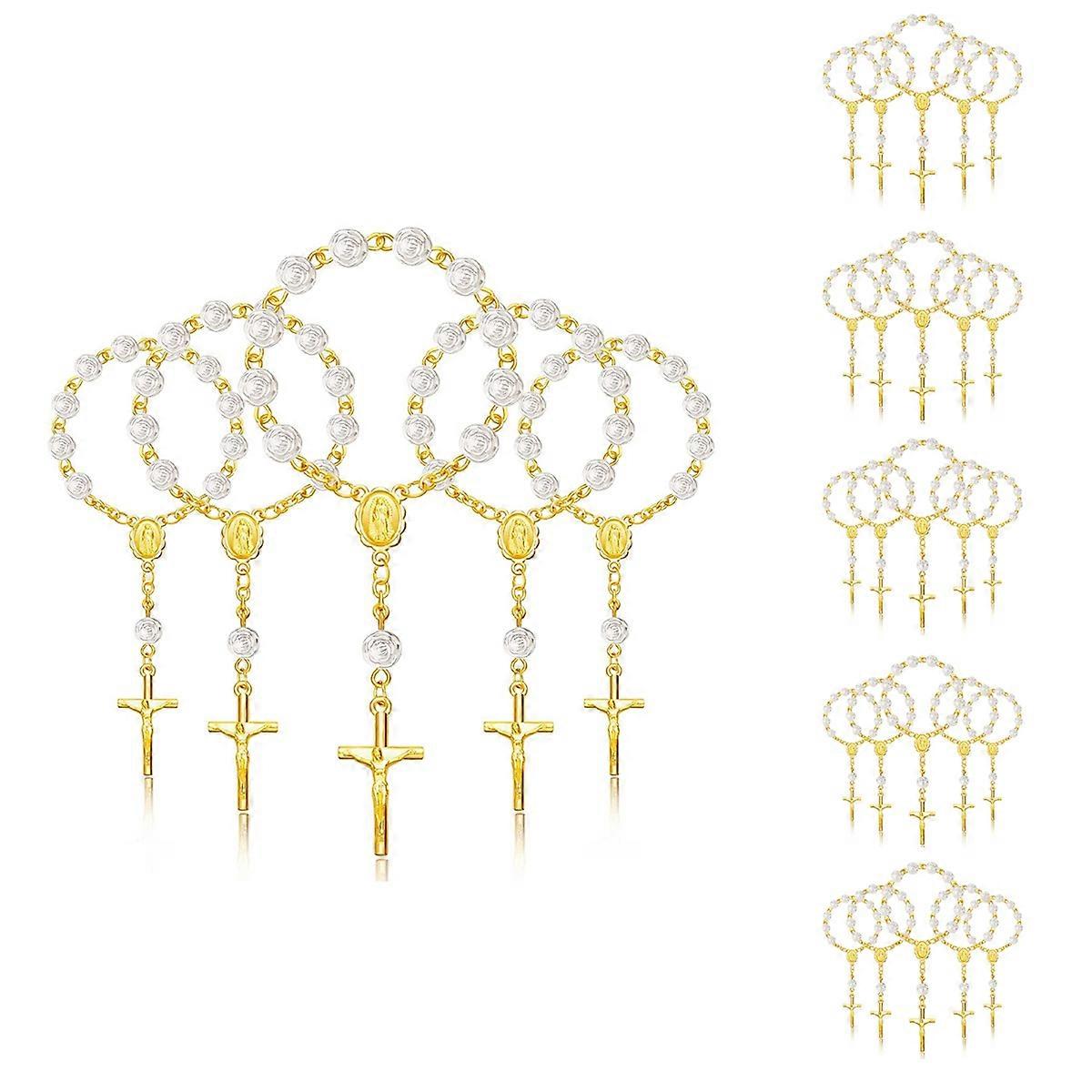 30Pcs Baptism Rosary Acrylic Rosary Beads Mini Rosaries with for the First Communion Baptism Party F