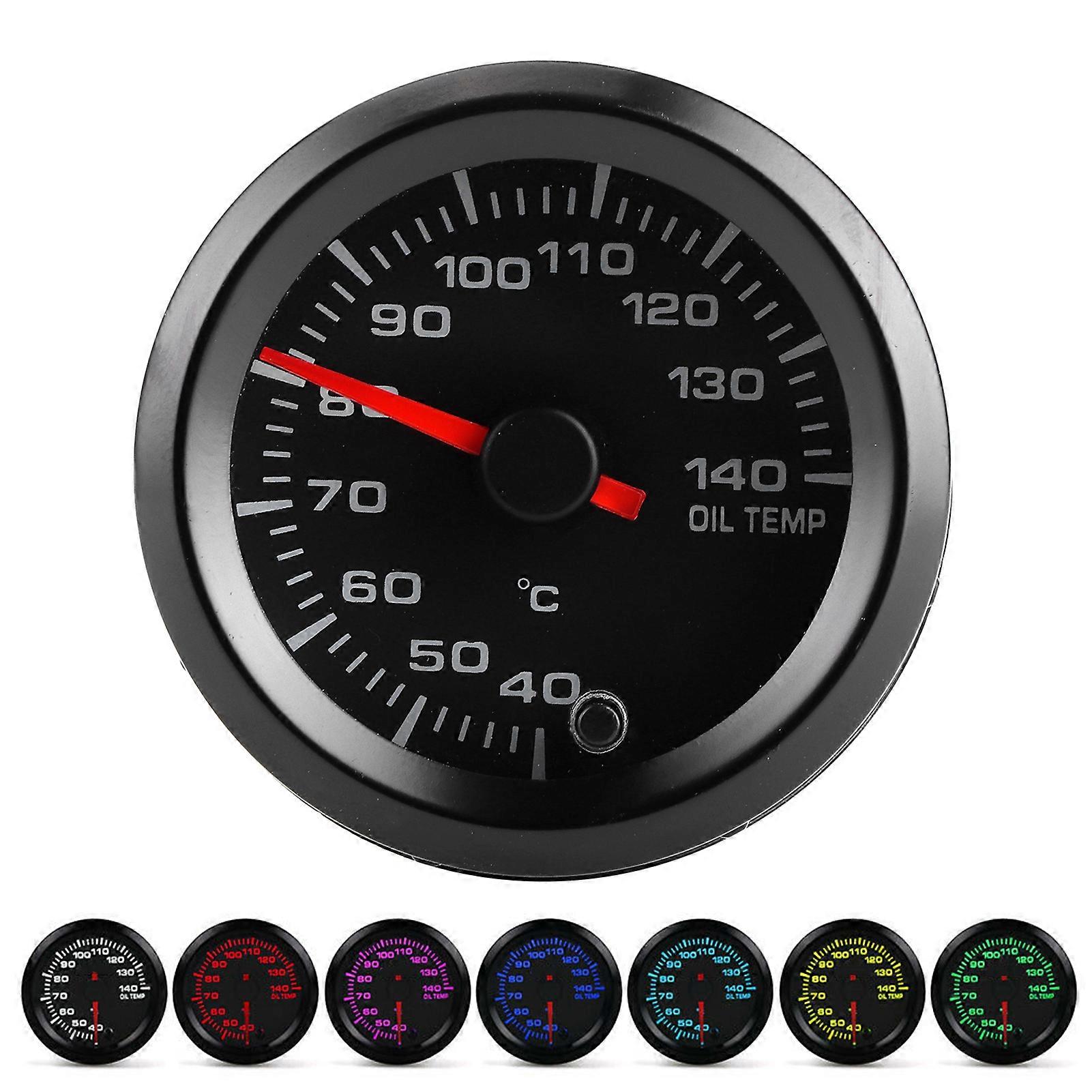 2in 12V Oil Temperature Gauge 40-140℃ Display 7 Colors Backlight with Sensor Universal for Car