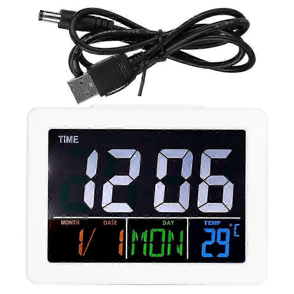 LCD Digital Alarm Clock Student Large Screen Time Temperature Display