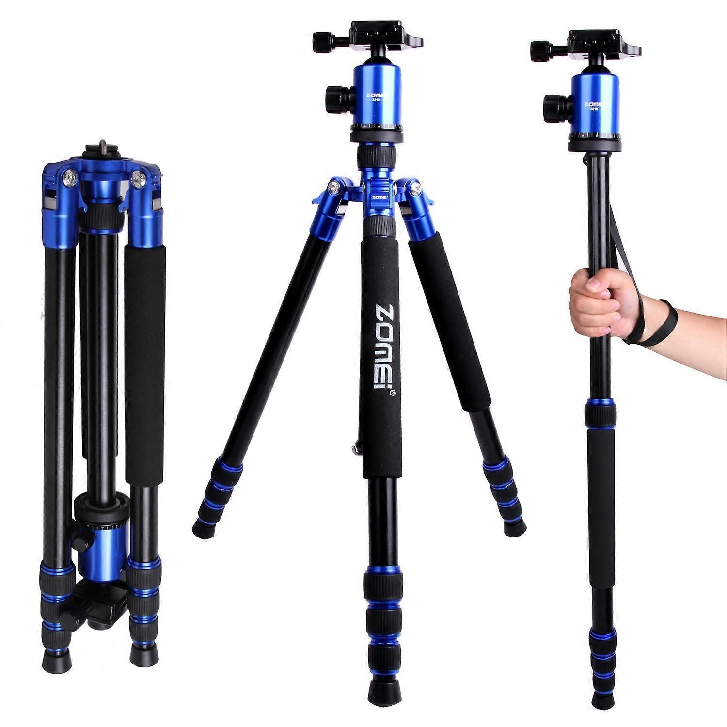 ZOMEI Z818 DSLR Camera Photography Tripod 4-Section Foldable Lightweight Alloy Stand - Blue