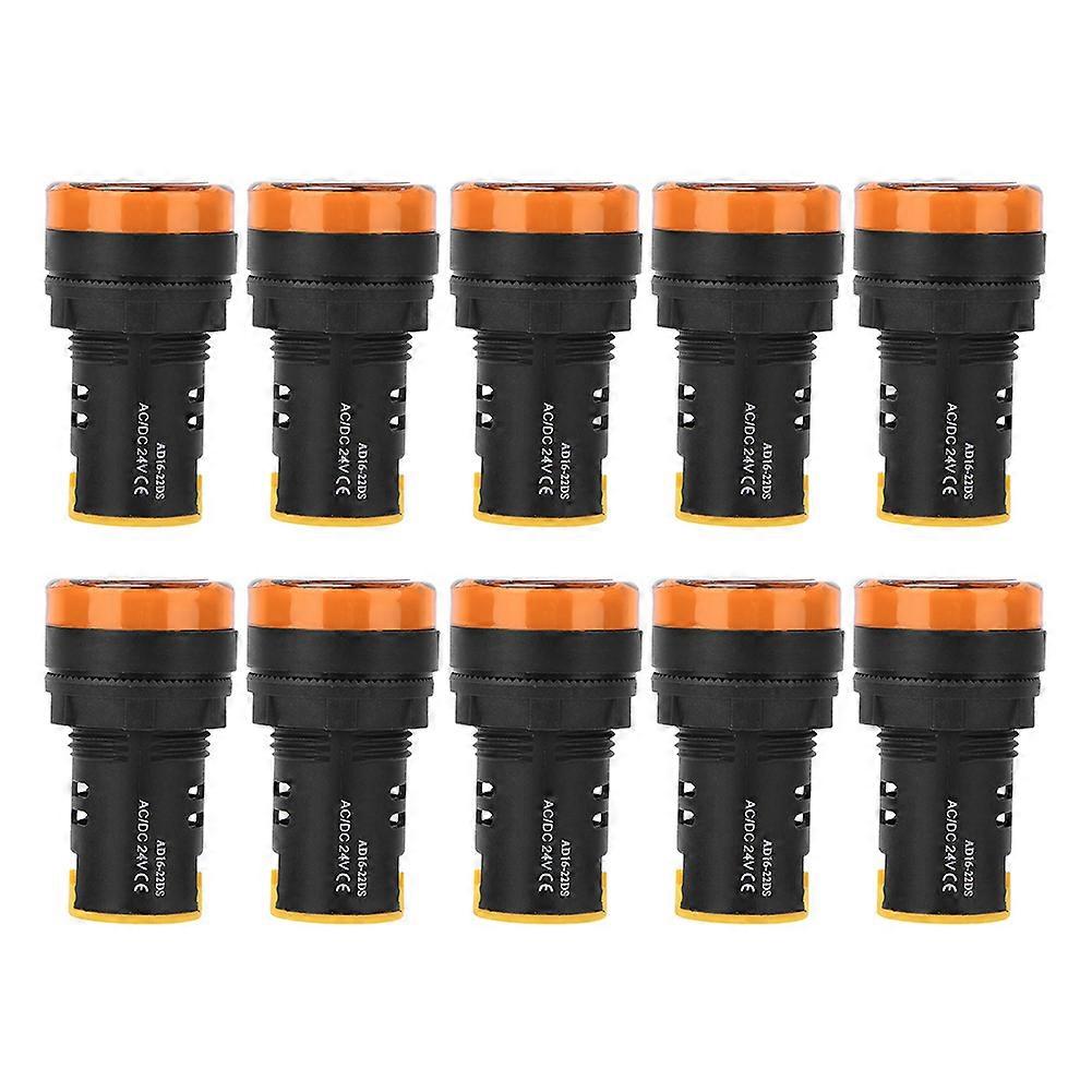 10Pcs BERM LED Power Indicator Light Semiconductor Energy-Saving Lamp φ22mm 24V AD16-22d S(Yellow )