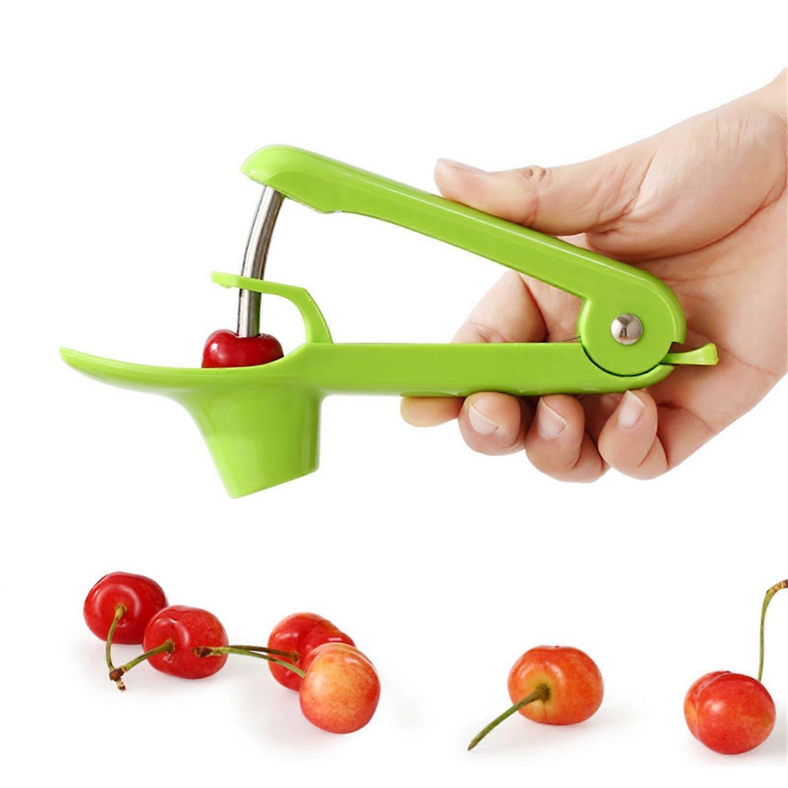 Cherry Pitter Tool with Handle, Olive Pitter Remover for Cherry Cores and Seeds, Green Design