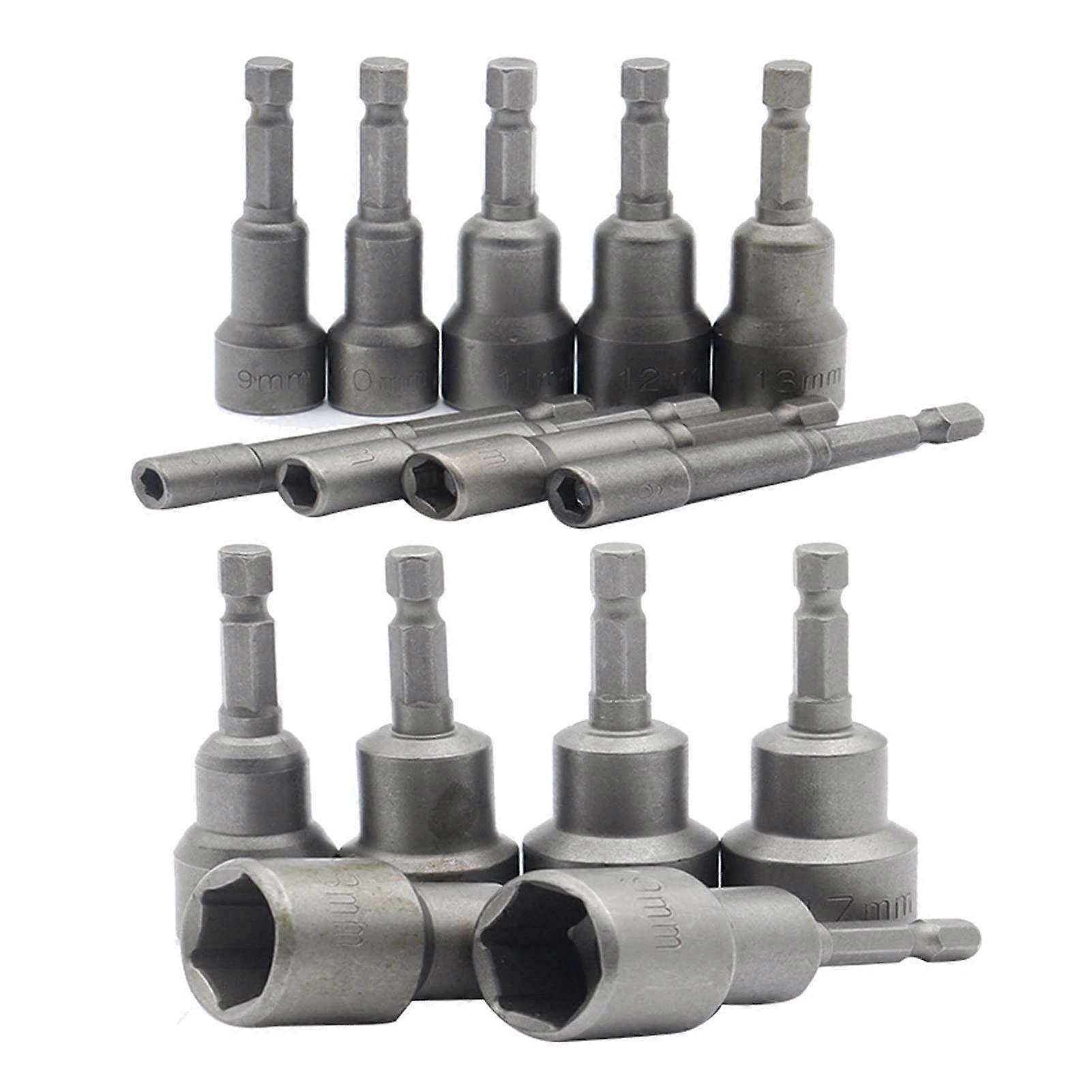 15Pcs 5 Mm~19 Mm Professional Magnetic Nut Driver Set Metric Socket 1/4 Inch Hex Shank Impact Drill Bit Adapter For Power