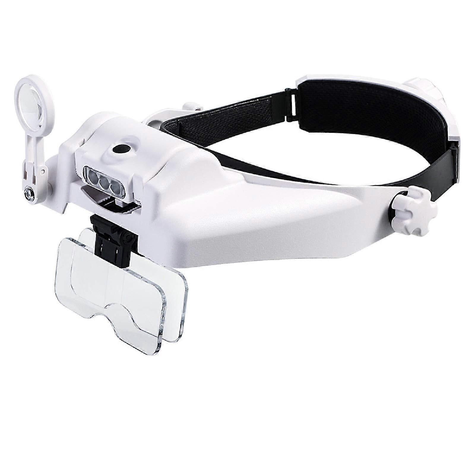 Three LED Lights Illuminated Helmet Glasses Magnifying Glass with 6 Magnifications