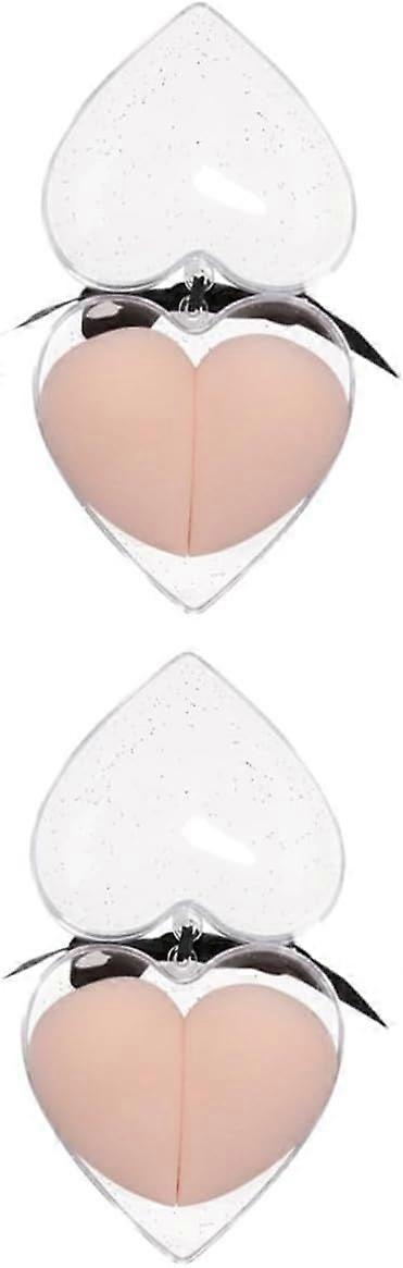 2 Boxes 2pcs Heart-shaped Powder Puff Holder