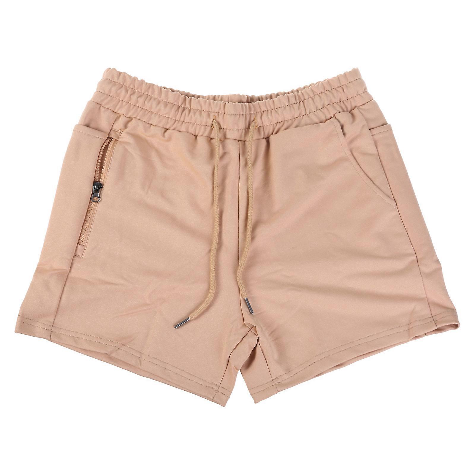 Workout Running Shorts Quick Dry Stretch Athletic Trend Pants Training Active Walkshorts with Pockets for Mens Khaki XL