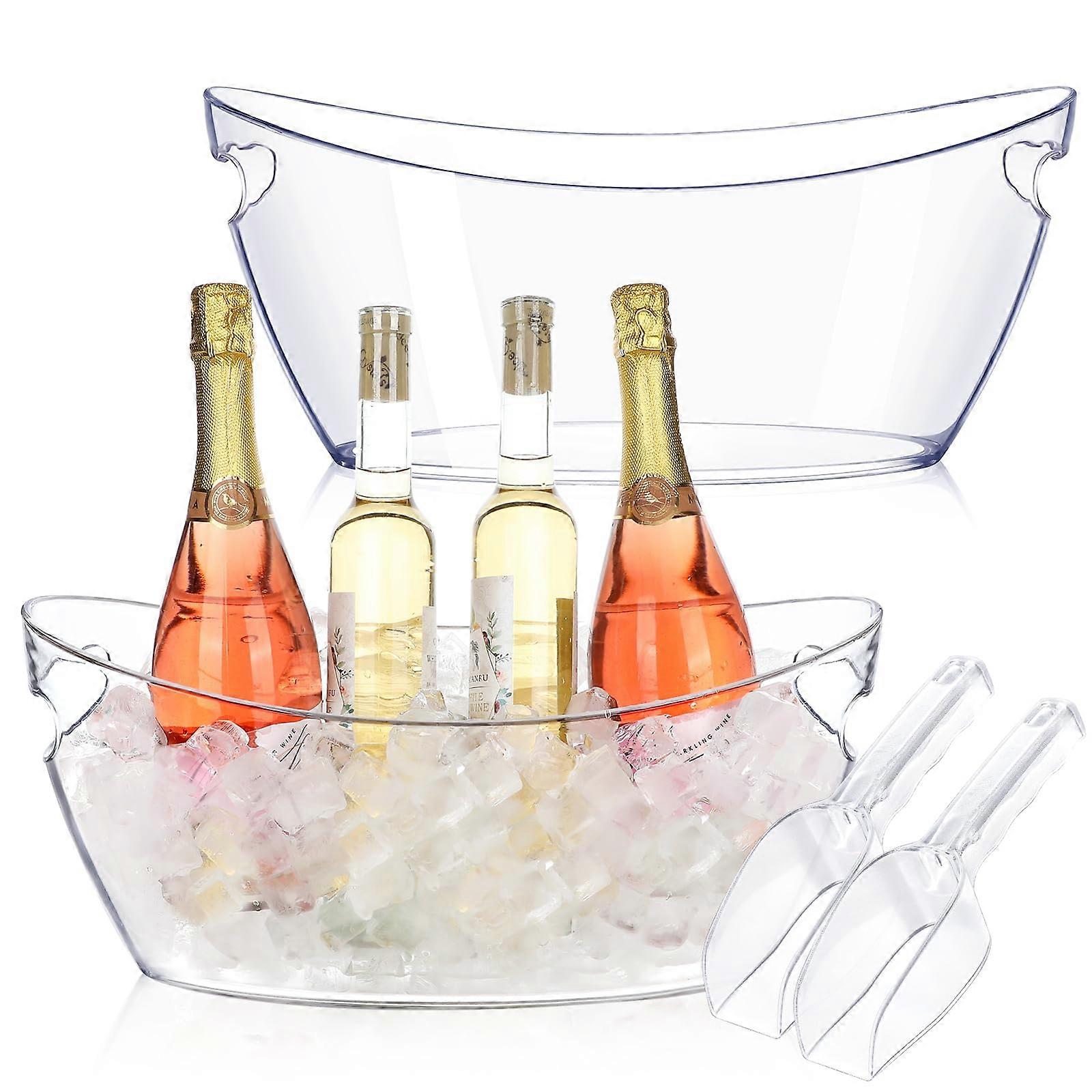 Ice buckets for parties, 2 acrylic champagne drinks 2 ice buckets, bucket bath for a cocktail bar, 5.5L Aquarius for Christmas Party (clear)