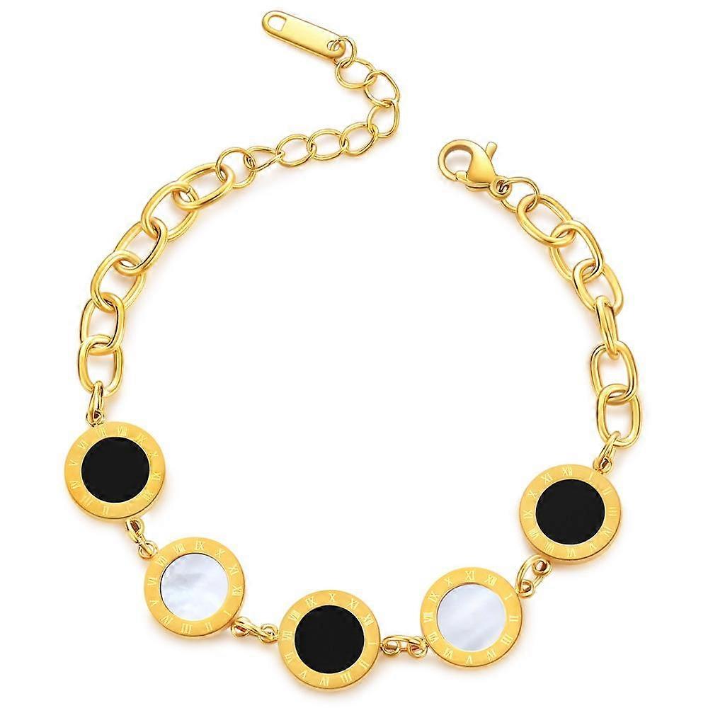Black and White Shell Simple Personality Titanium Steel Bracelet