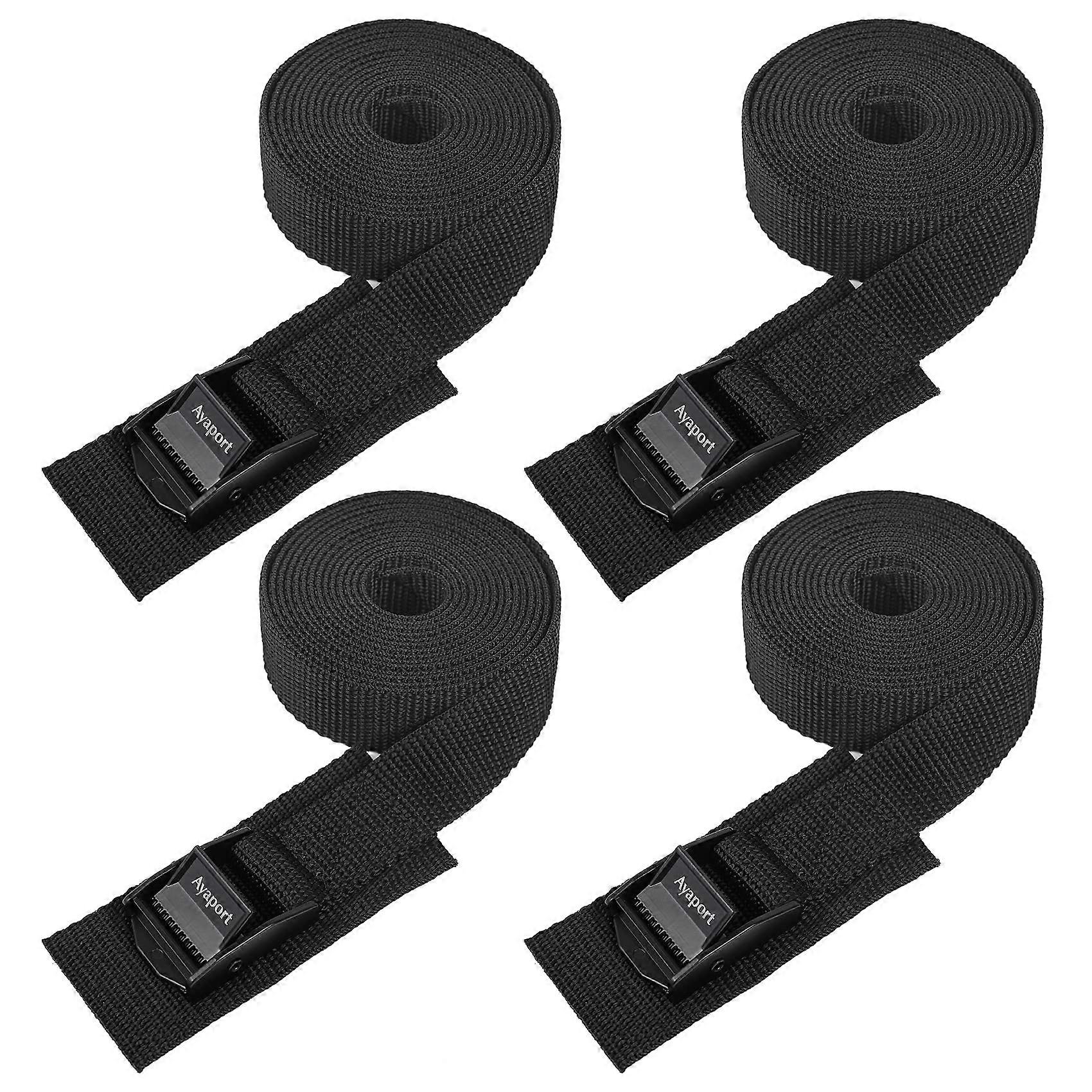 Lashing Straps with Buckles Adjustable Cam Buckle Tie Down Cinch Strap for Packing Black 4 Pack