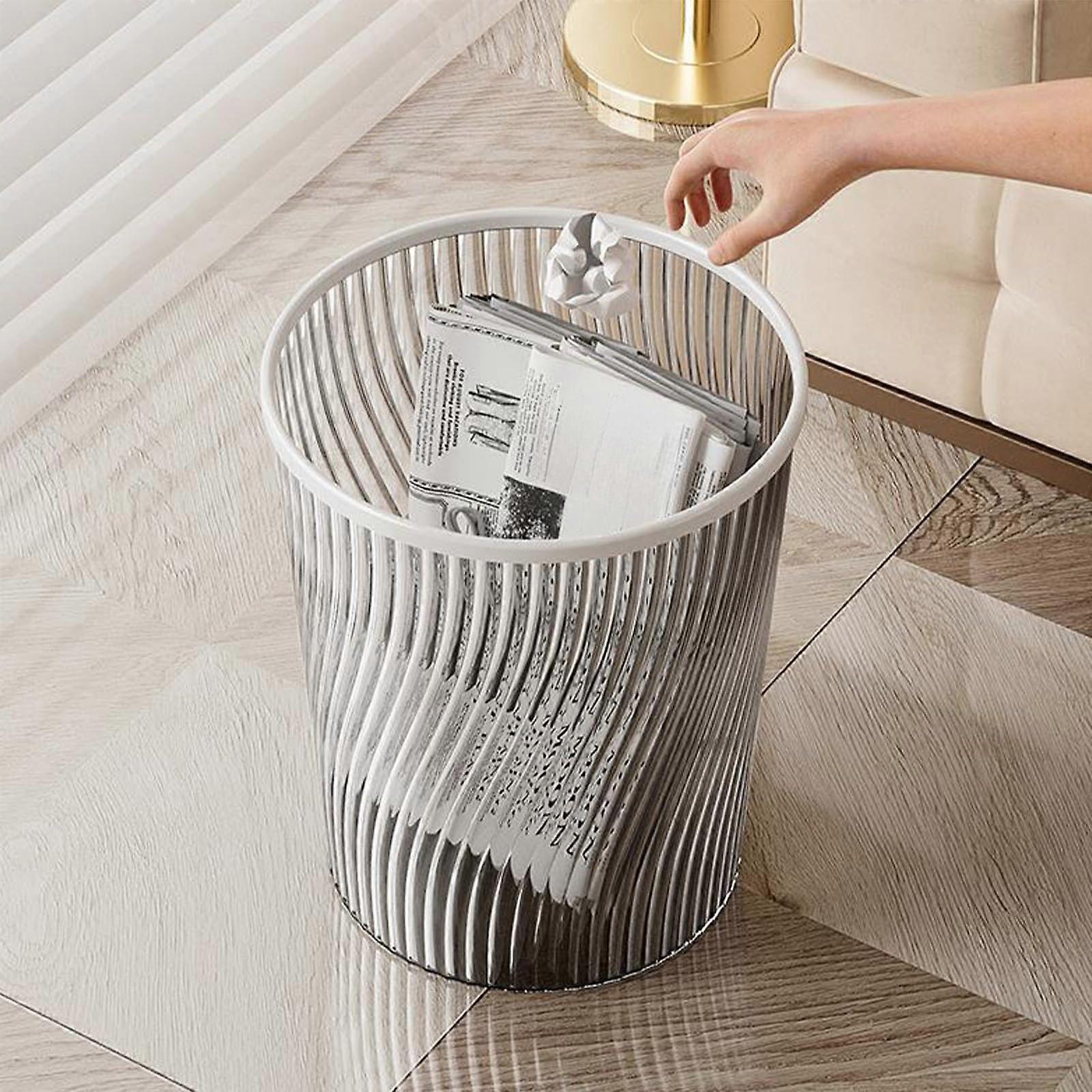 Vertical Light Translucent Small Trash Can 1Pcs, Garbage Container for Home Bathroom, 12L (Clear)