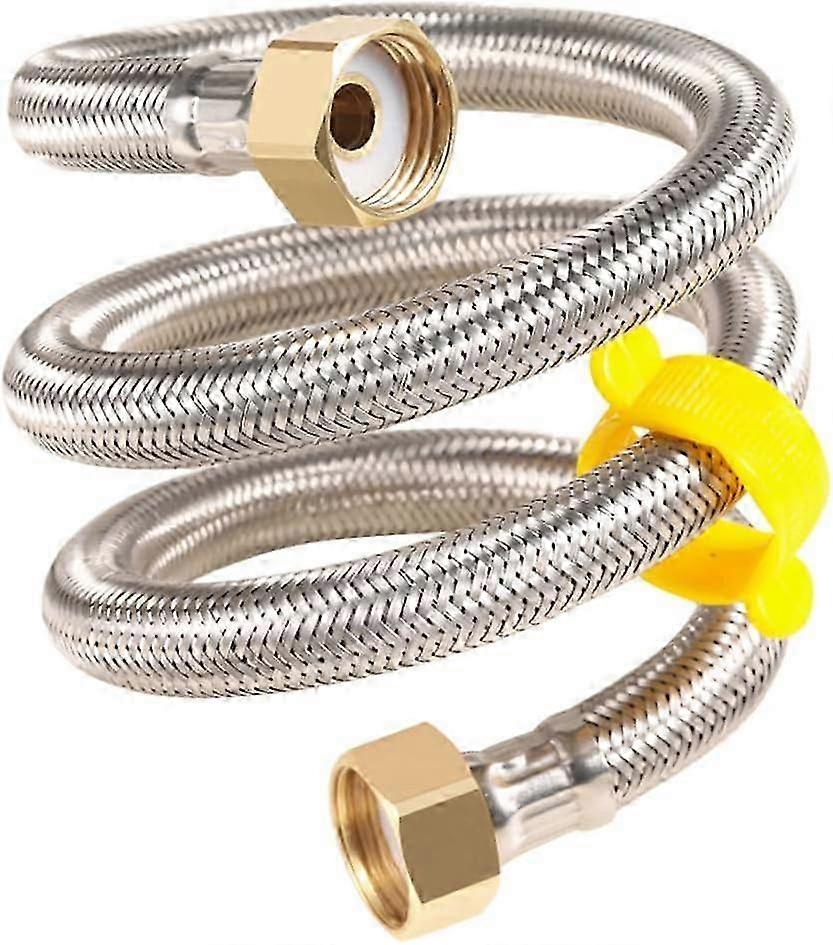 خراطيم مضفرة مرنة من الفولاذ المقاوم للصدأ G 1/2 "× G 1/2" مجموعة من 2 مثالية لمداخل مياه حوض المطبخ بطول 60 سم