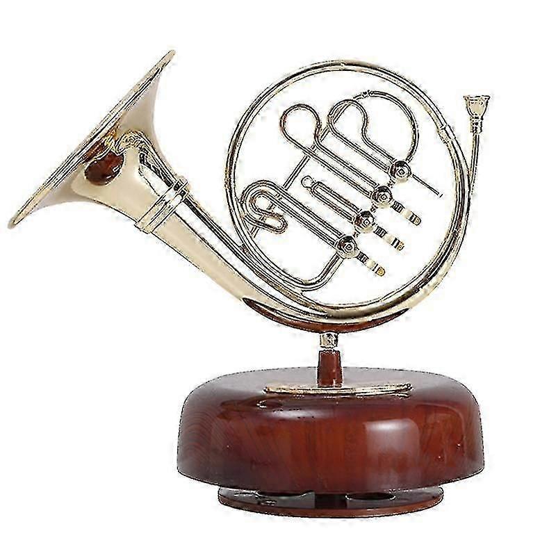 Ranskalainen käyrätorvimusiikkilaatikko klassinen käämitys pyörivä musiikkilaatikko pyörivä pohja messinki puhallinsoitin mini