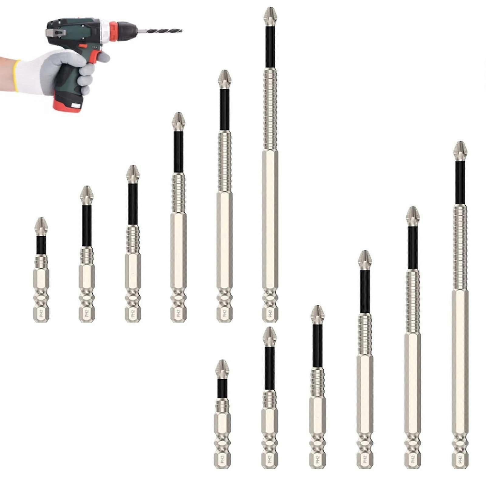 Slideach Magnetic Screwdriver Bit Set, High Magnetic 6-Piece Drill Bits, Compatible with Electric Screwdrivers and Drill Machines