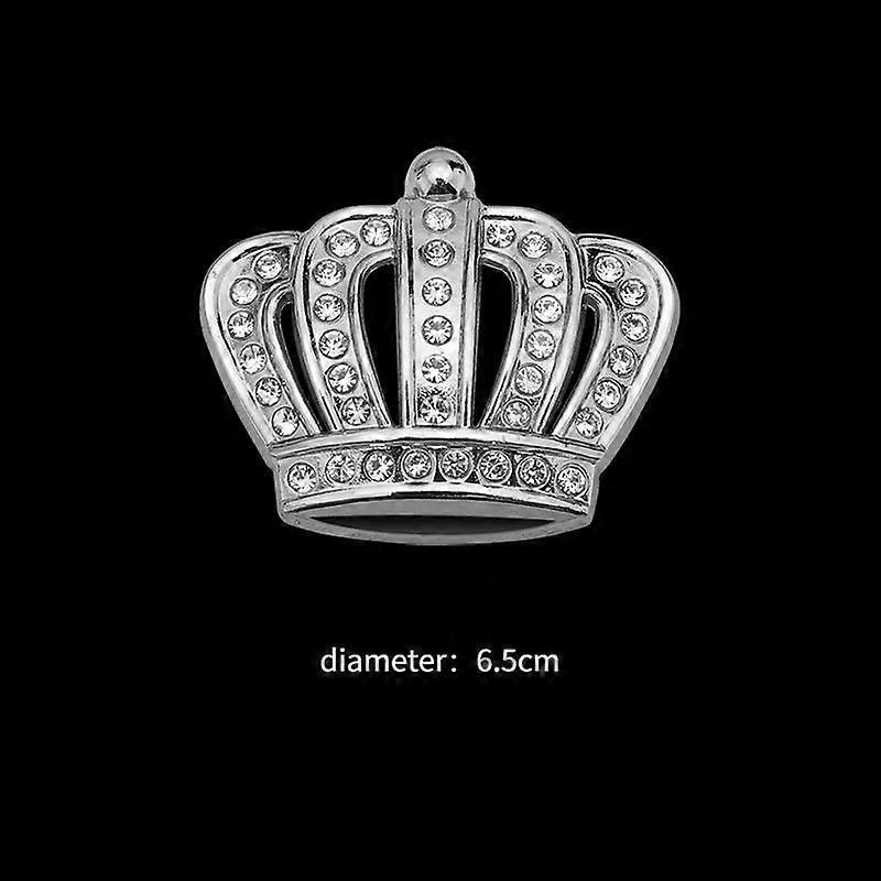 Decalcomania per badge per corona per auto con corona in metallo diamantato lucido 3D - Argento a forma di corona piccola (confezione da 4)