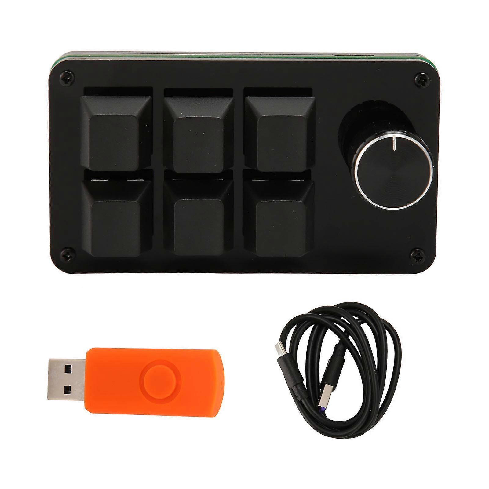 Mini 6 Key Keypad with Knob Hot Swappable Blue Switch Mechanical Macro Programming Keyboard for Work Game