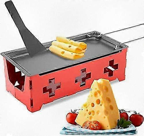 Non-Stick Raclette Cheese Melting Tray with Iron Grill Plate, Baking Accessories, Red Hob & Spatula for Stretchable Cheese