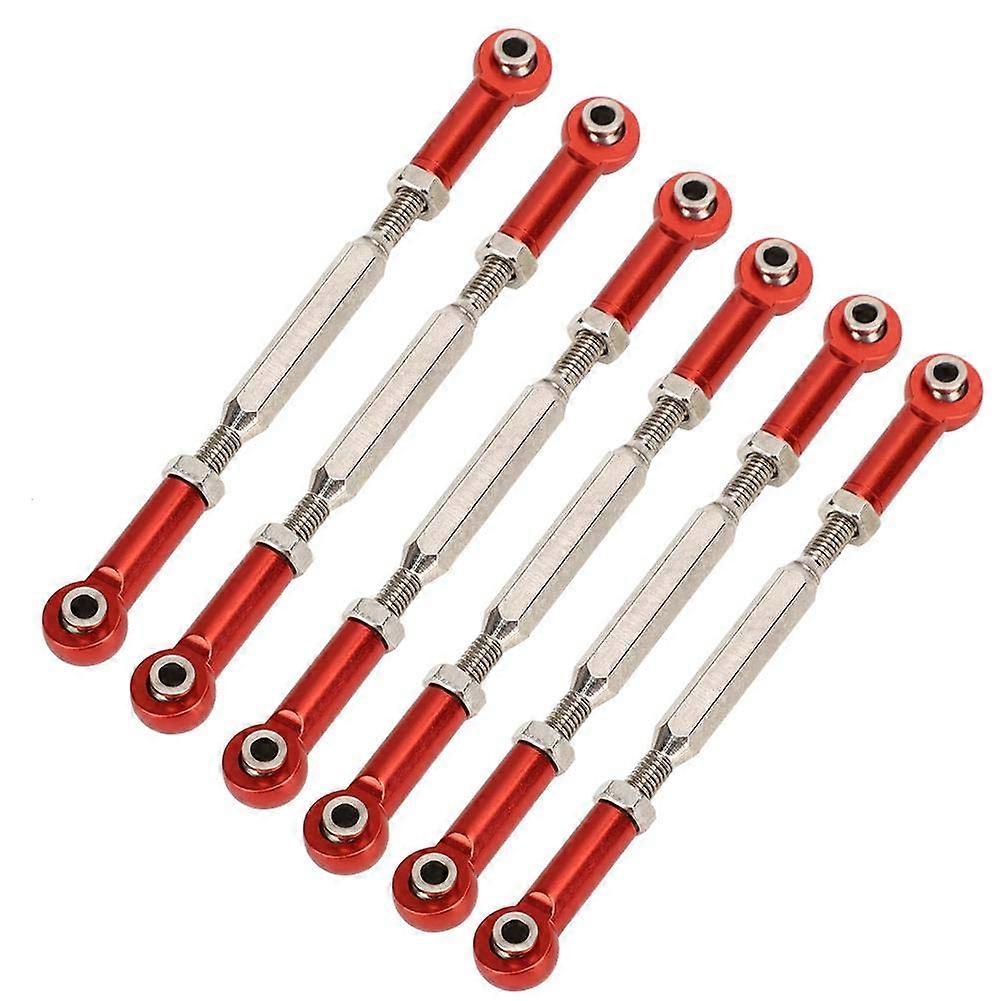 RC Car Push Rod, 88mm Aluminum Alloy Adjustable Rods Push Compatible with 1/10 RC Car , 6Pcs(Red)