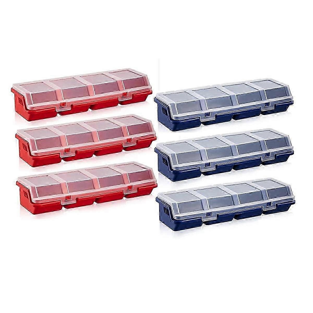 6Pack Screw Organizer Box with Lids 4 Compartments Tool Bin Divider Compartment Containers Sorting