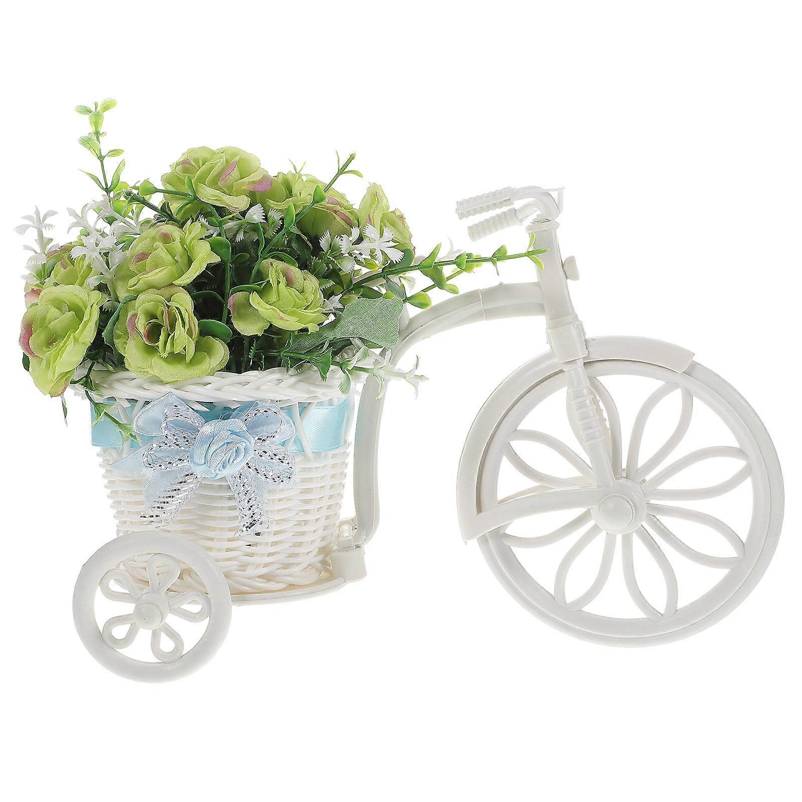 1Pc Bike Design Artificial Flower Holder Plant Storage Rack Decorative Accent for Home
